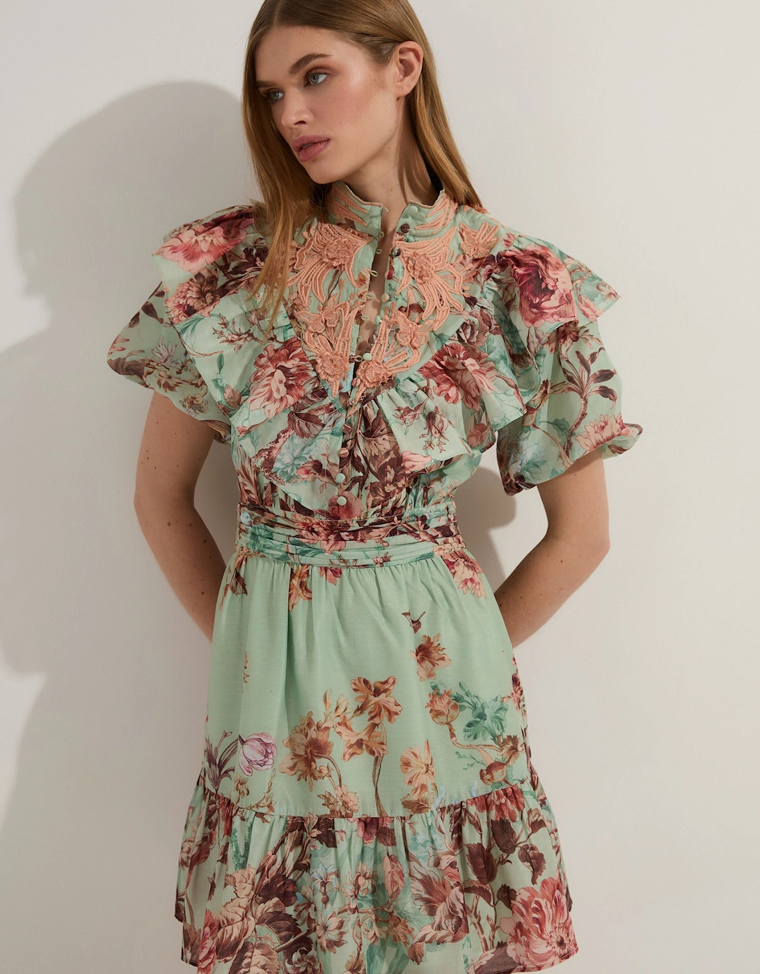 Floral Applique Lace Mini Dress, 2 of 1