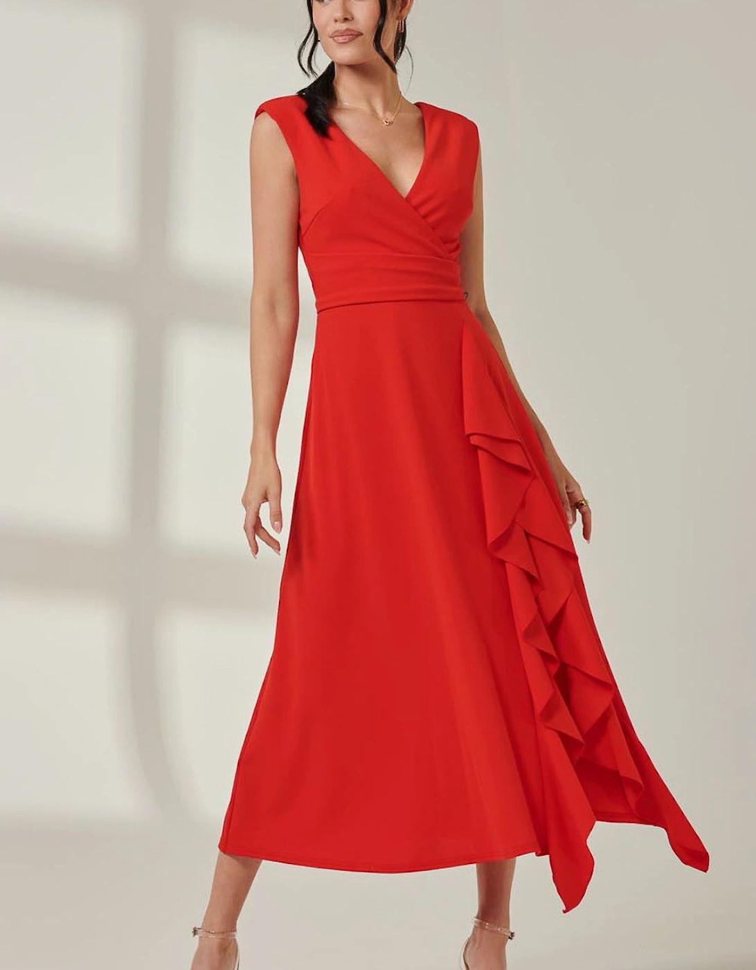Wrap Front Frill Detail Maxi Dress, 2 of 1