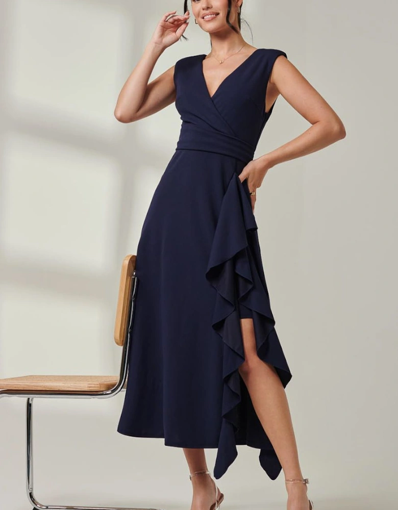 Wrap Front Frill Detail Maxi Dress