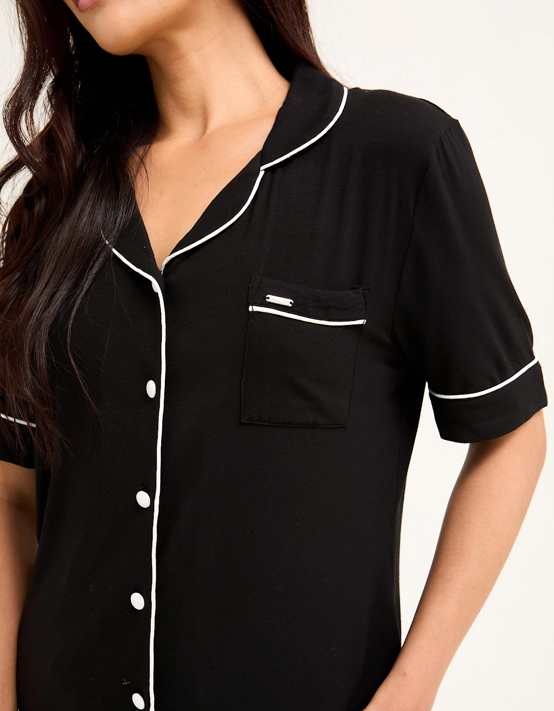 Bamboo Shirt Short Set in Black