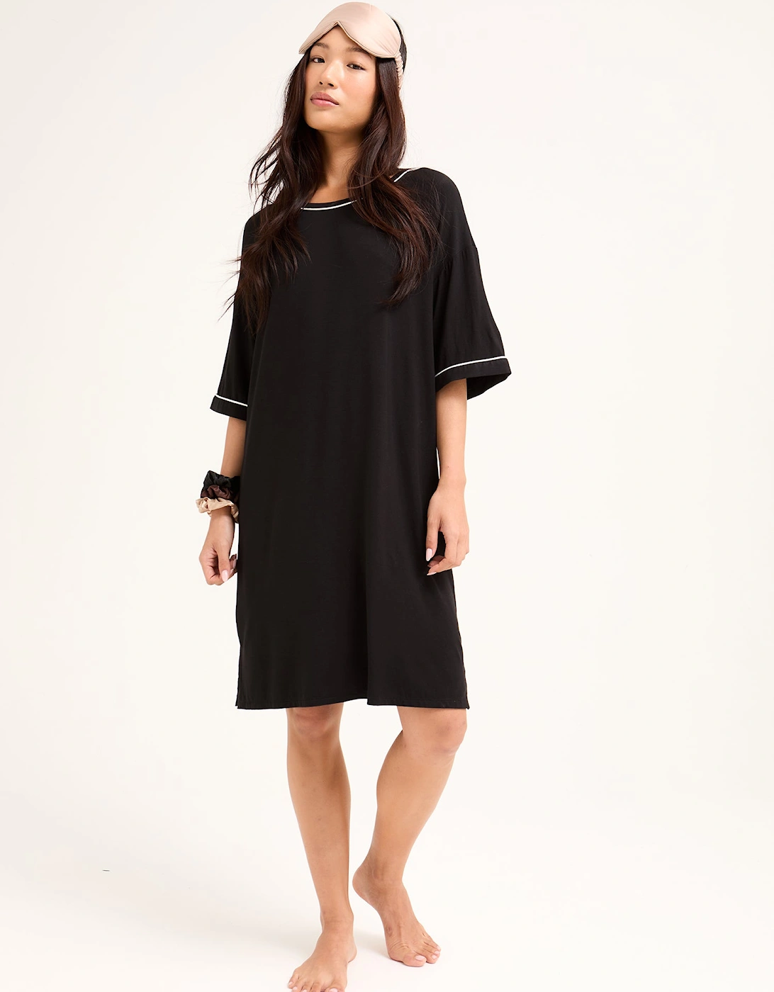 Bamboo Classic Tee Dress in Black, 6 of 5