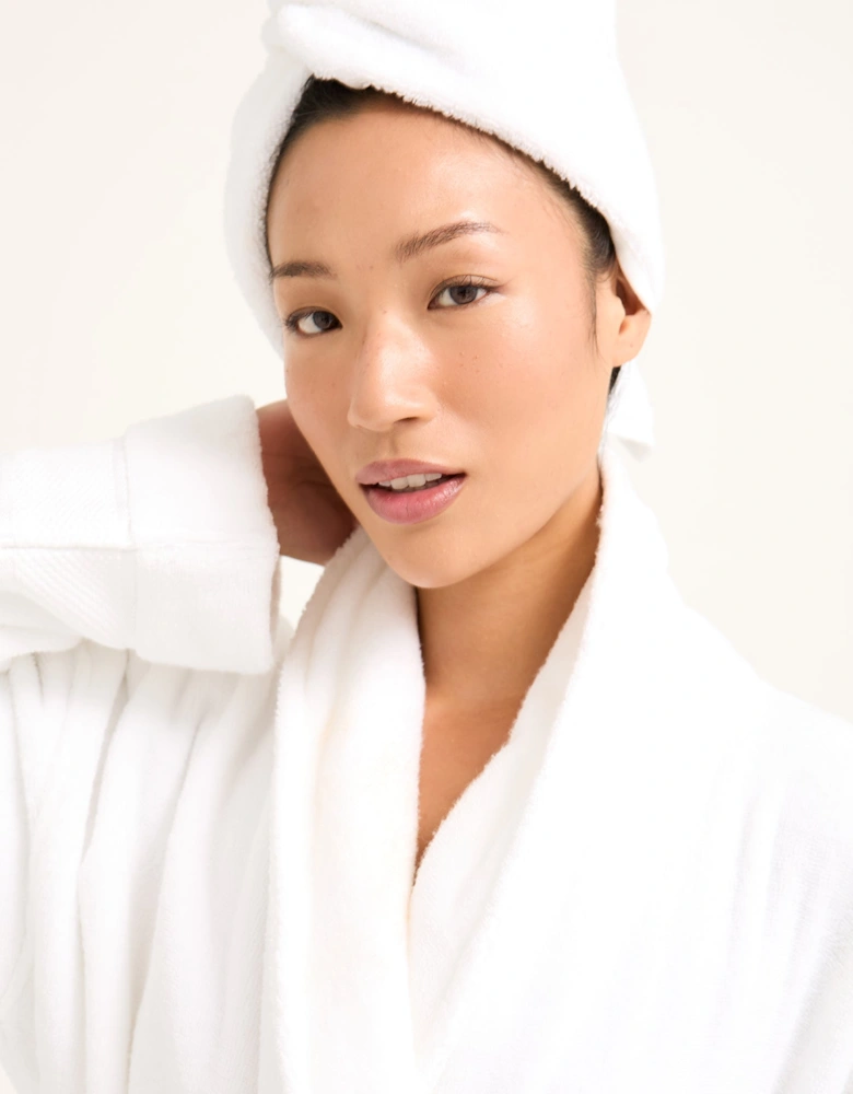Bamboo Towelling Robe in Cloud White
