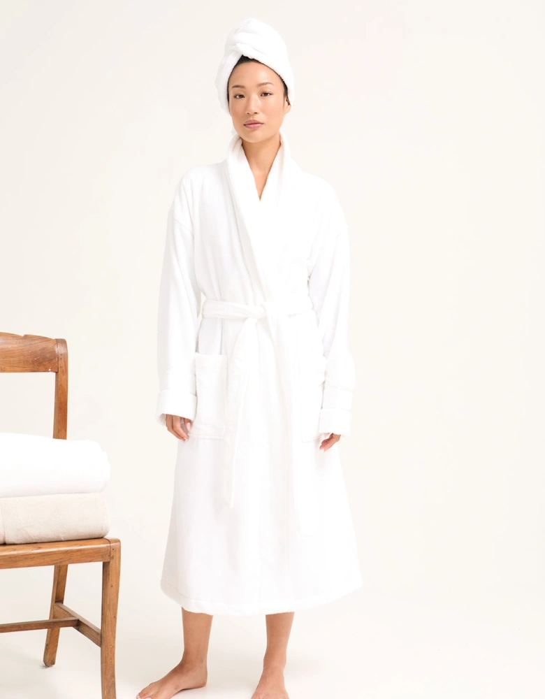 Bamboo Towelling Robe in Cloud White