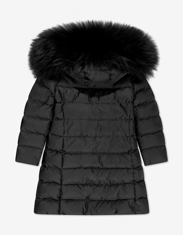 Enfant Girls Abelle Hooded Shearling Down Coat in Black