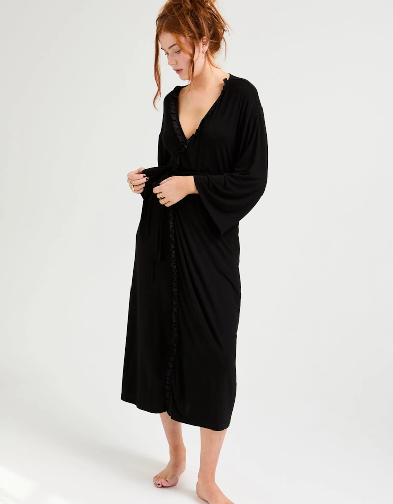 Bamboo Frill Kimono in Black