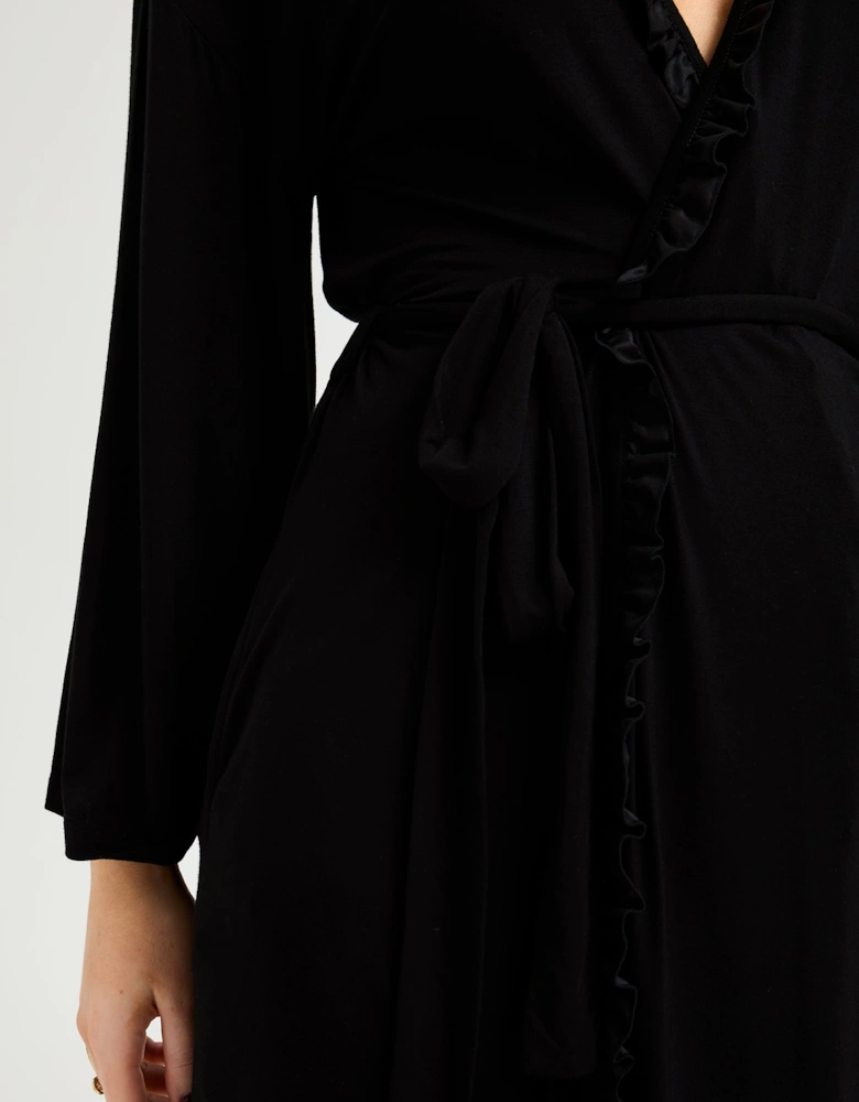 Bamboo Frill Kimono in Black