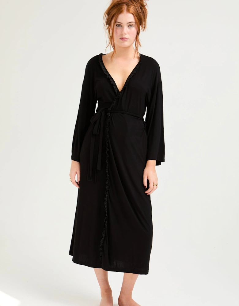 Bamboo Frill Kimono in Black