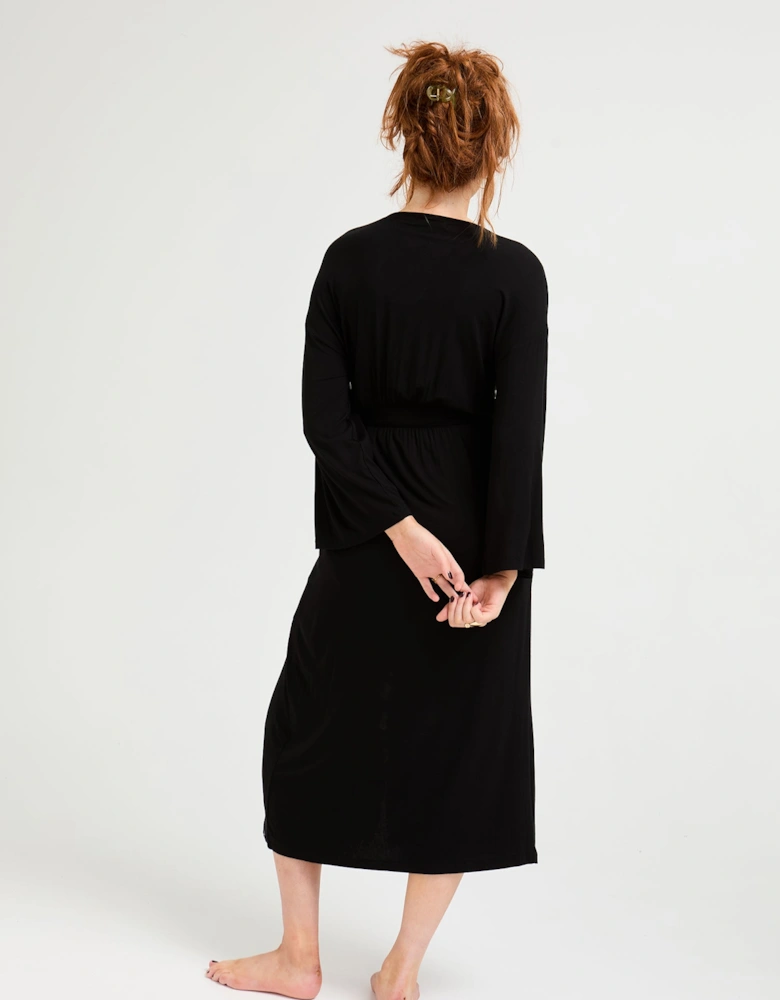 Bamboo Frill Kimono in Black