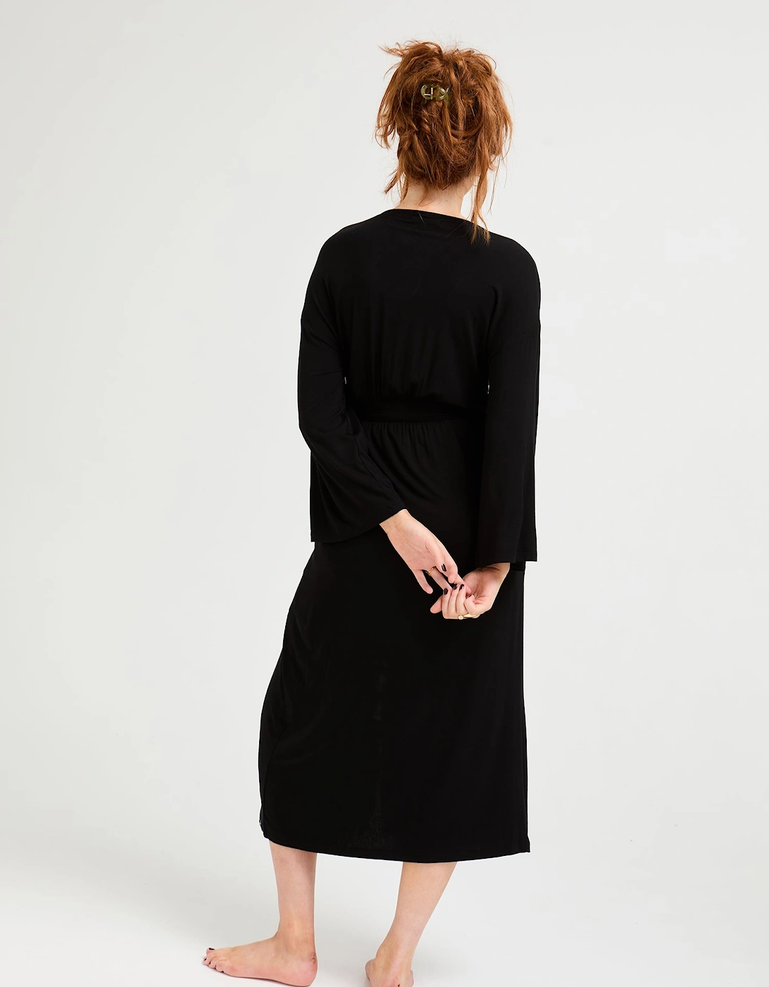 Bamboo Frill Kimono in Black