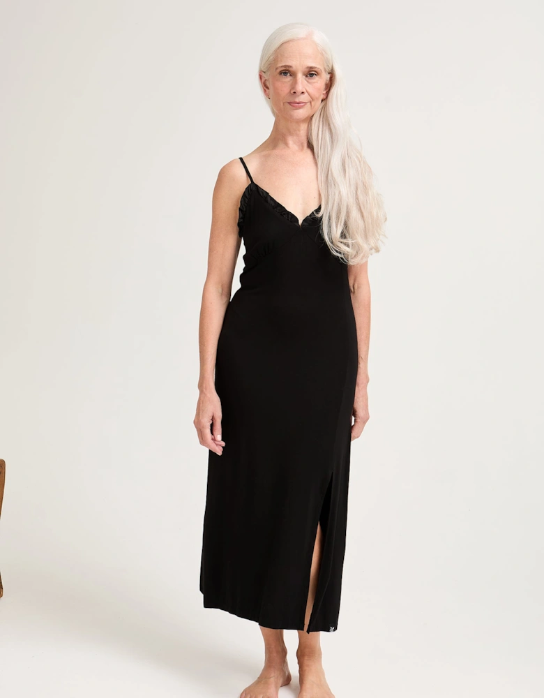 Bamboo Frill Chemise in Black