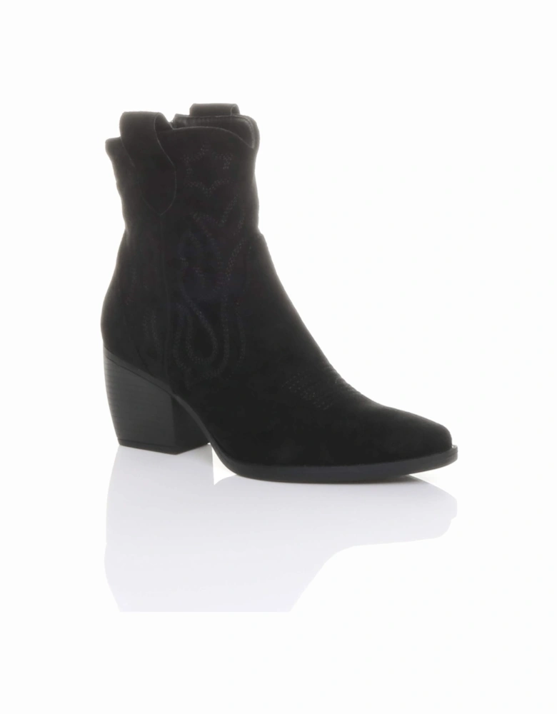 Mid Cuban Heel Pointed Toe Western Cowboy  Ankle Boots