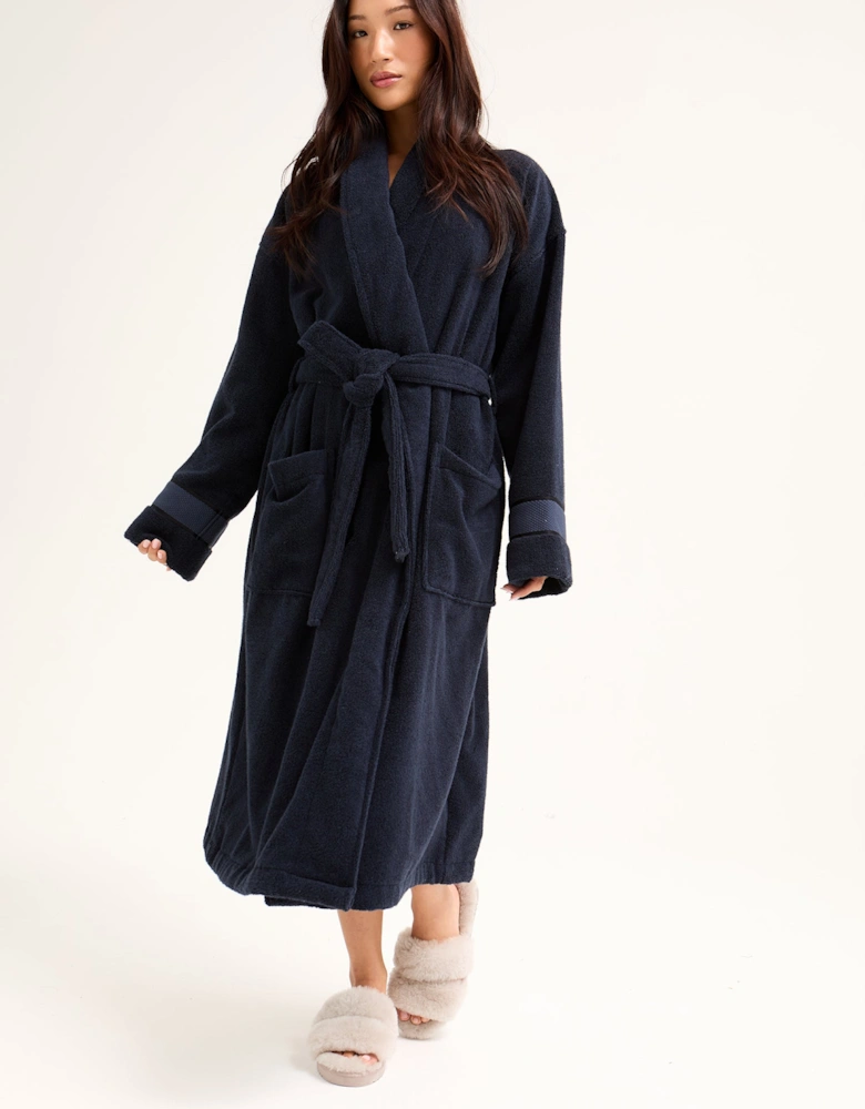 Bamboo Towelling Robe in Midnight