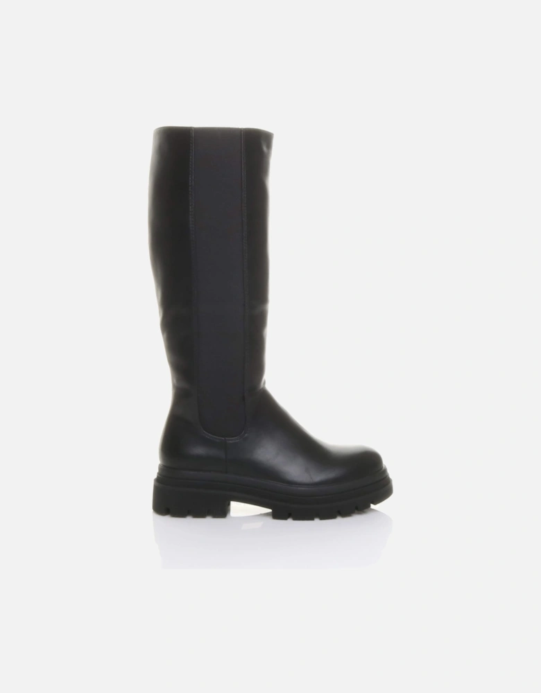 Low  Heel Chunky Stretch Chelsea  Knee High Boots