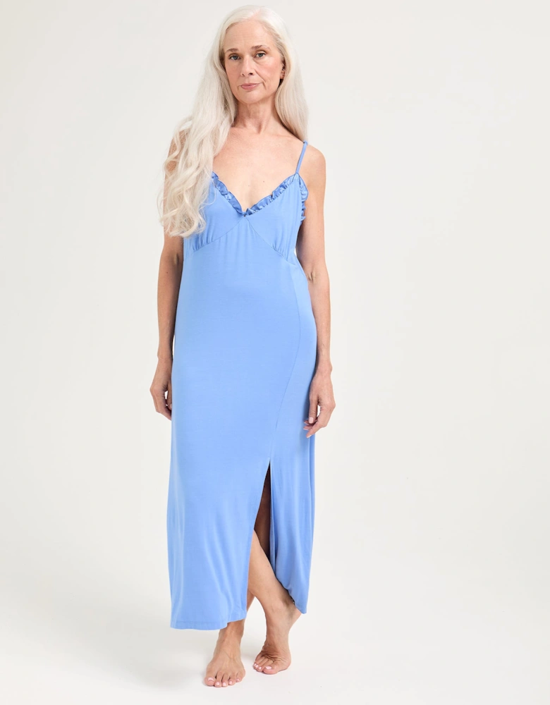 Bamboo Frill Chemise in Cornflower Blue