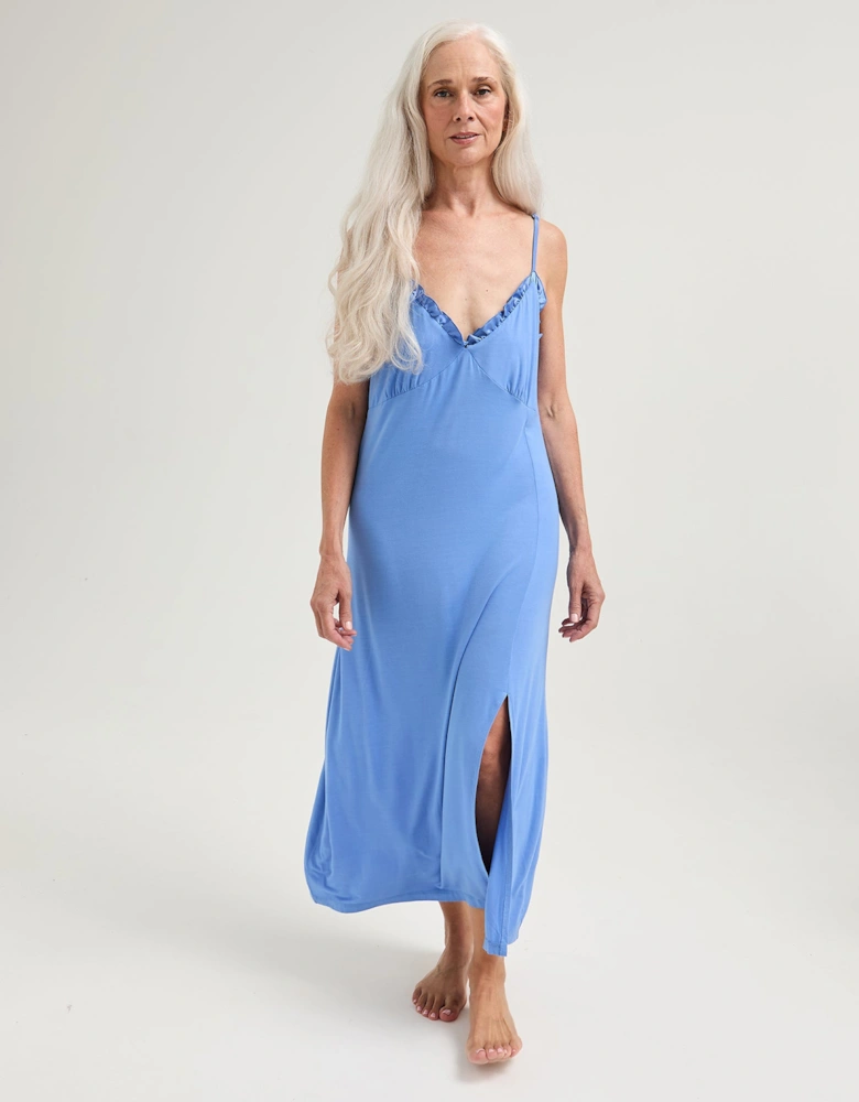 Bamboo Frill Chemise in Cornflower Blue