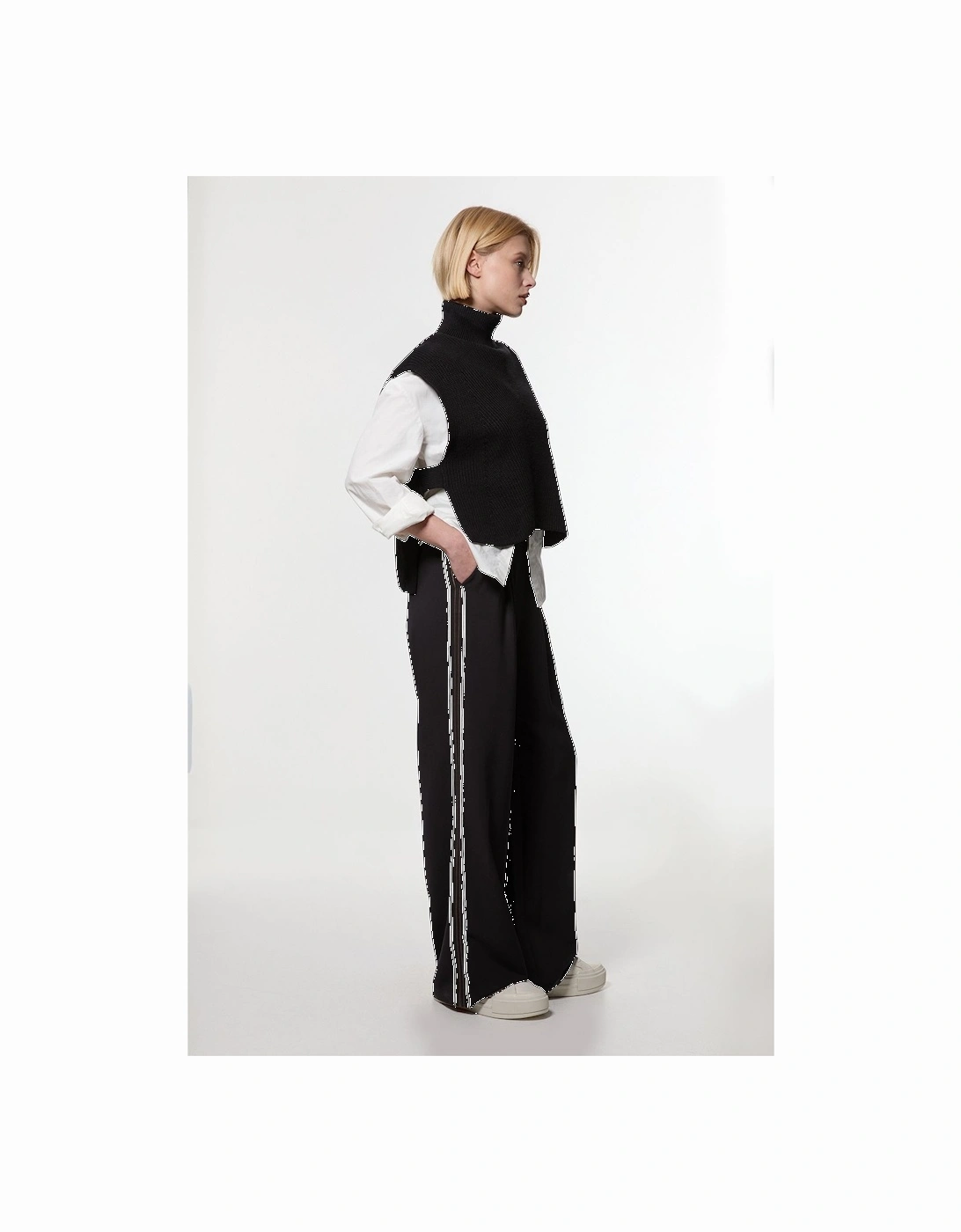 Tall Soft Tailored Contrast Tipped Wide Leg Trouser, 2 of 1