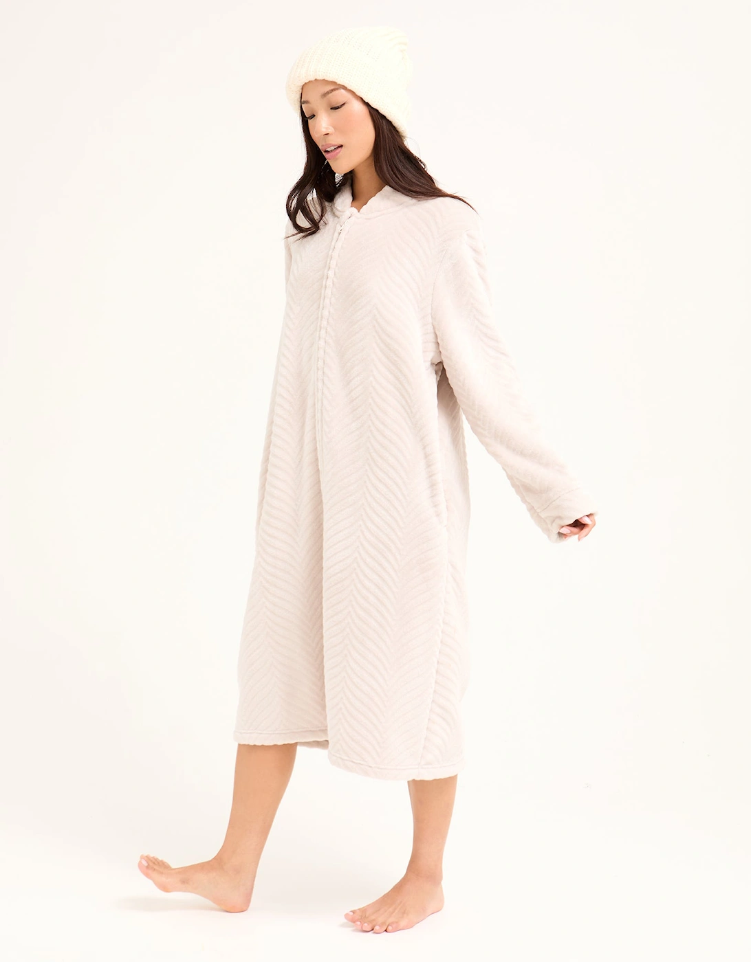 Cosy Chevron Housecoat in Almond, 6 of 5
