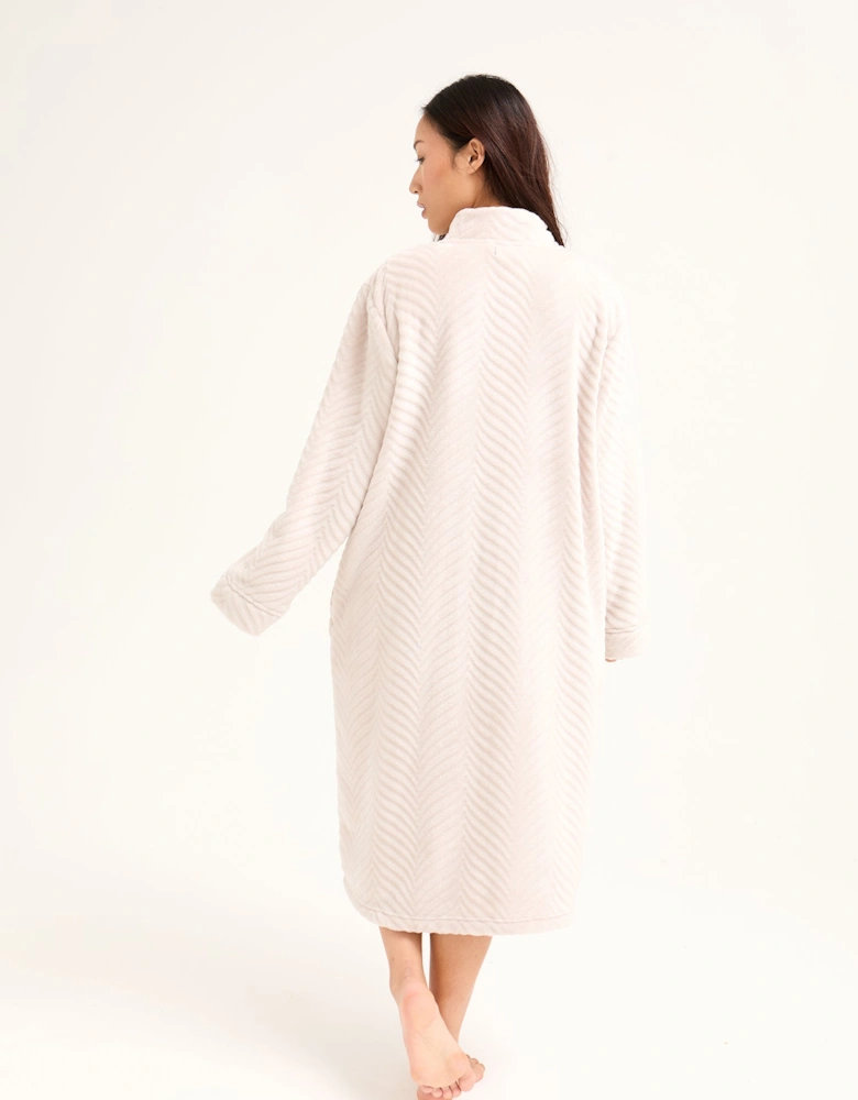 Cosy Chevron Housecoat in Almond