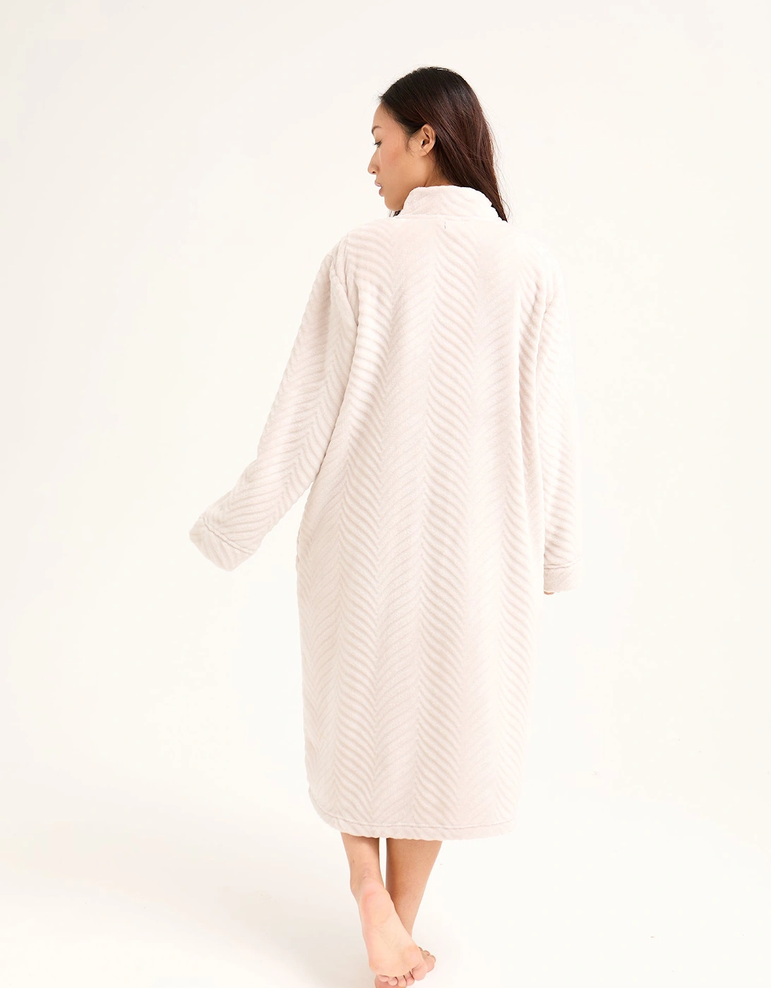Cosy Chevron Housecoat in Almond