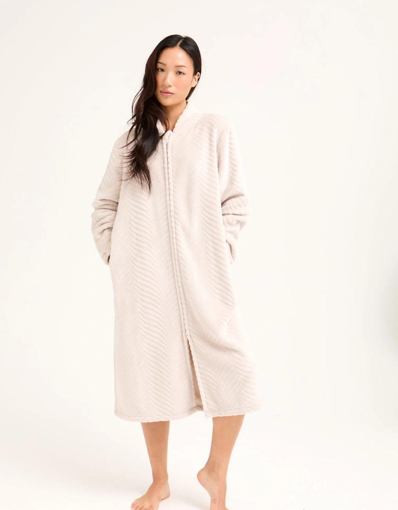 Cosy Chevron Housecoat in Almond