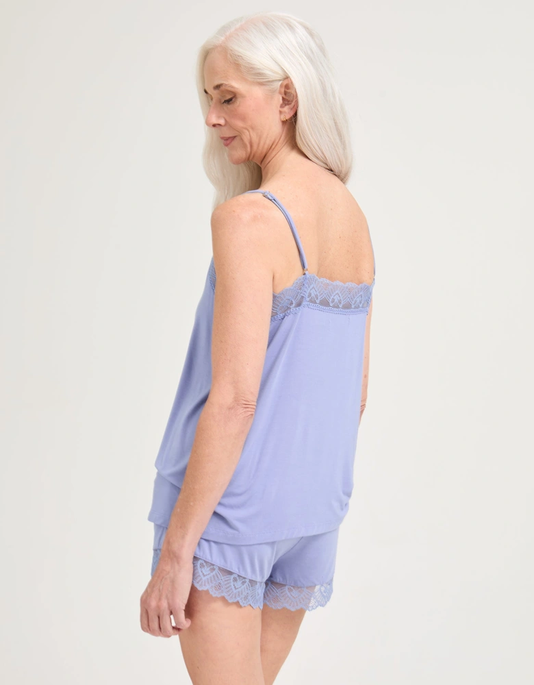 Bamboo Lace Cami Short Pyjama Set in Heather