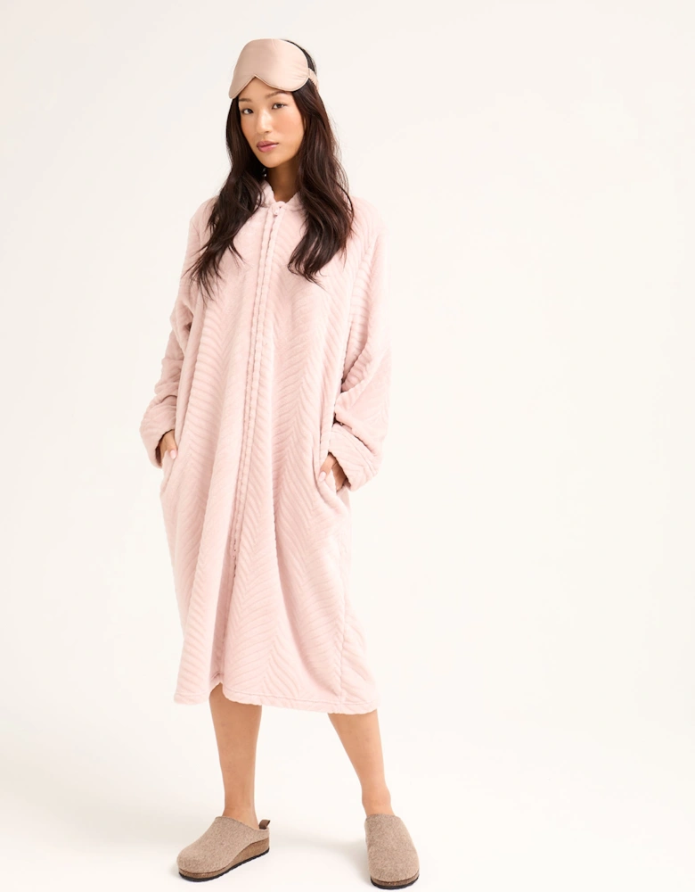 Cosy Chevron Housecoat in Rose