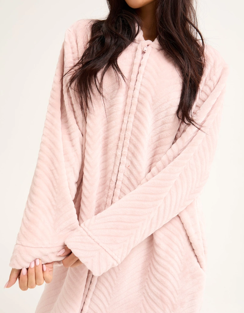 Cosy Chevron Housecoat in Rose