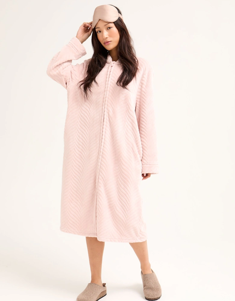 Cosy Chevron Housecoat in Rose