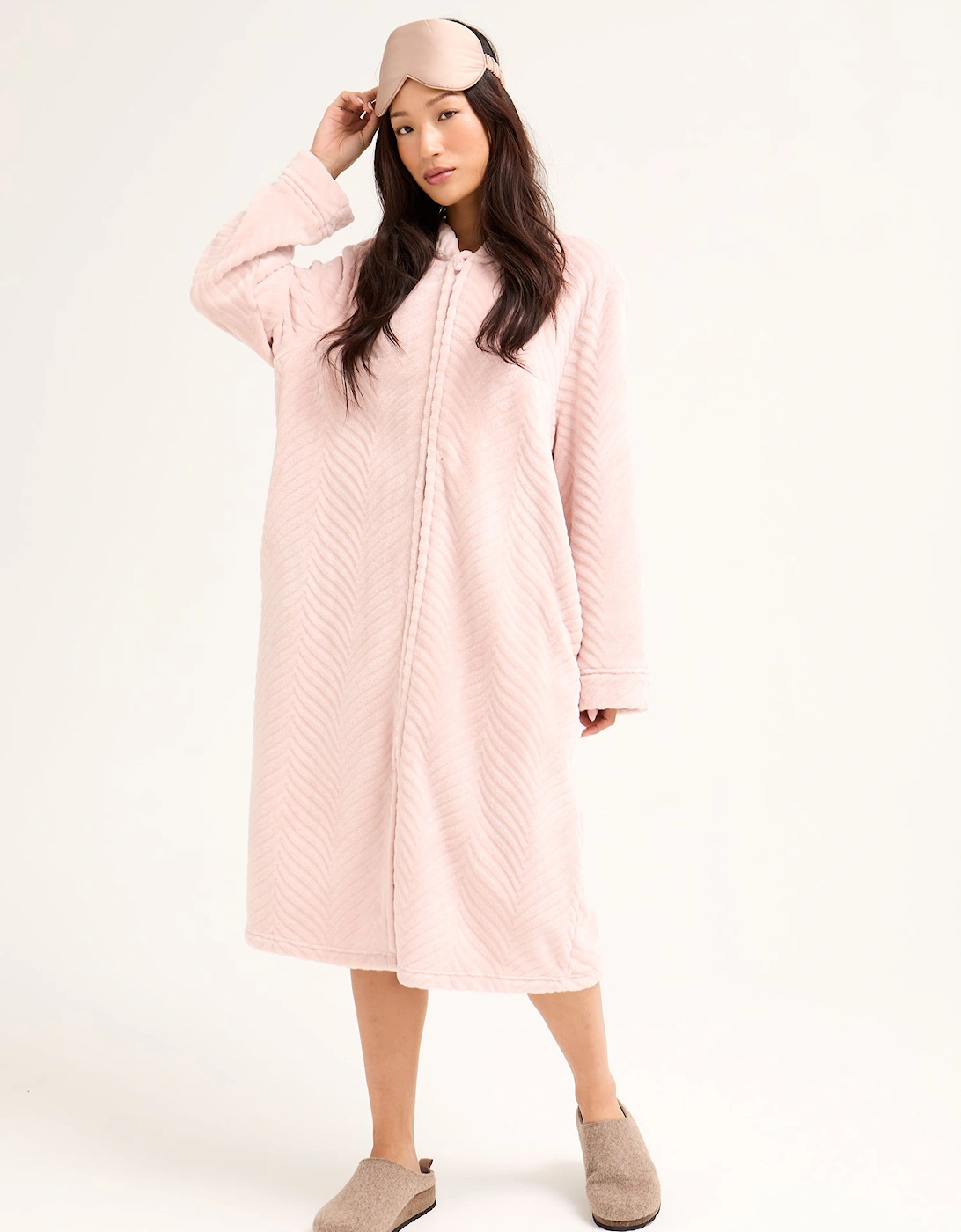 Cosy Chevron Housecoat in Rose