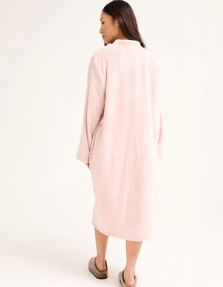 Cosy Chevron Housecoat in Rose