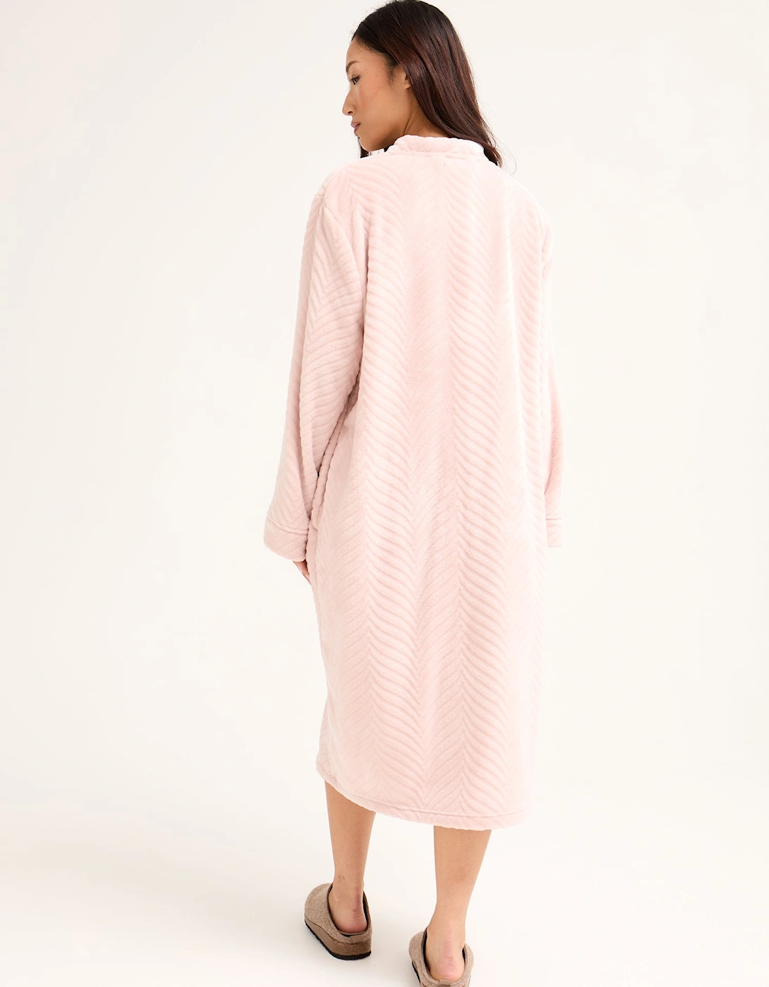Cosy Chevron Housecoat in Rose
