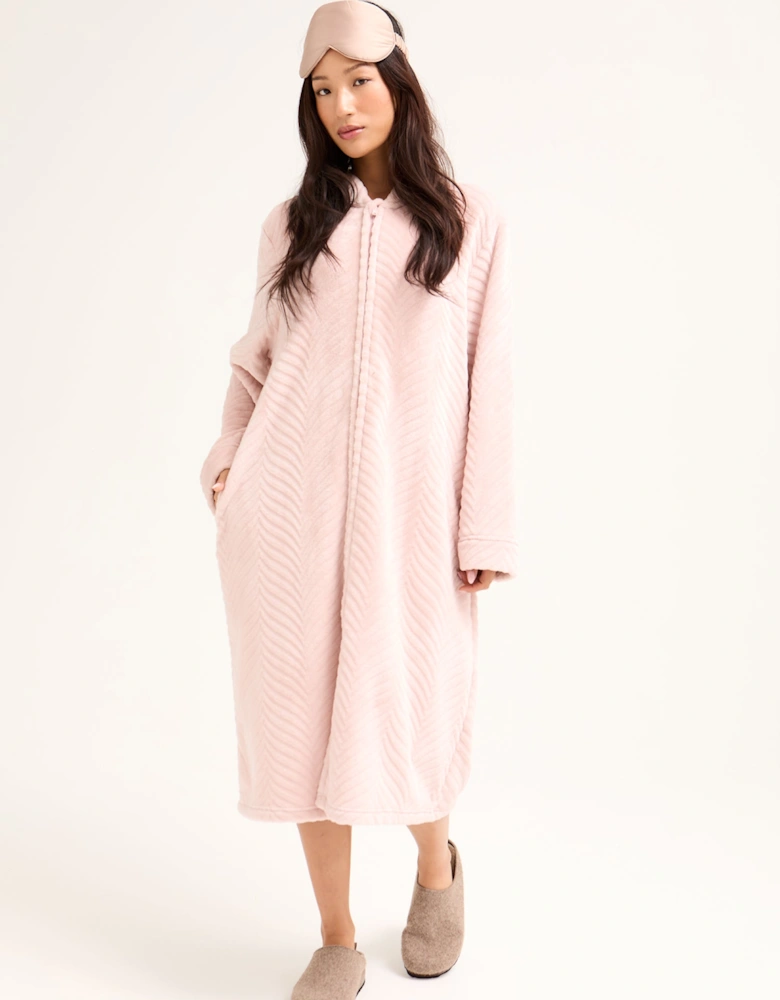Cosy Chevron Housecoat in Rose