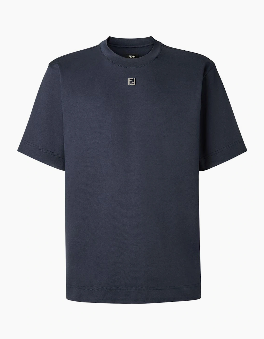 Fendi Men's Fendi FF Metal Detail Plaque T-Shirt Navy Blue