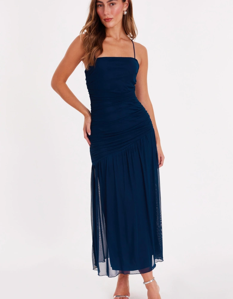 Navy Drop Waist Midaxi Dress