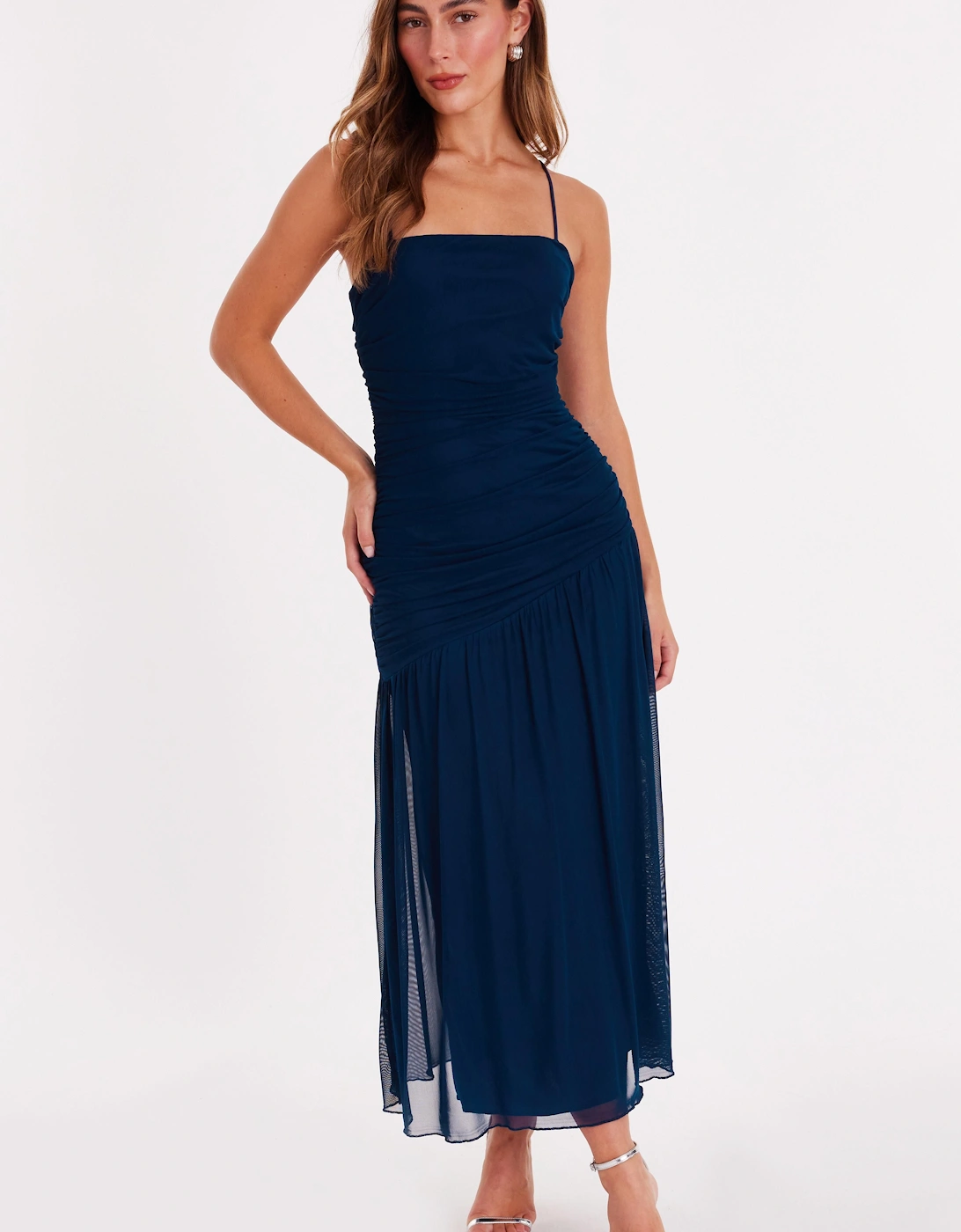 Navy Drop Waist Midaxi Dress, 2 of 1