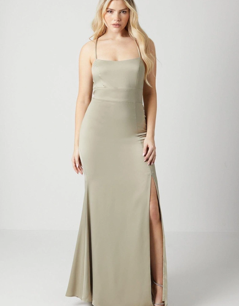 by Coast Lace Up Back Satin Bridesmaid Dress