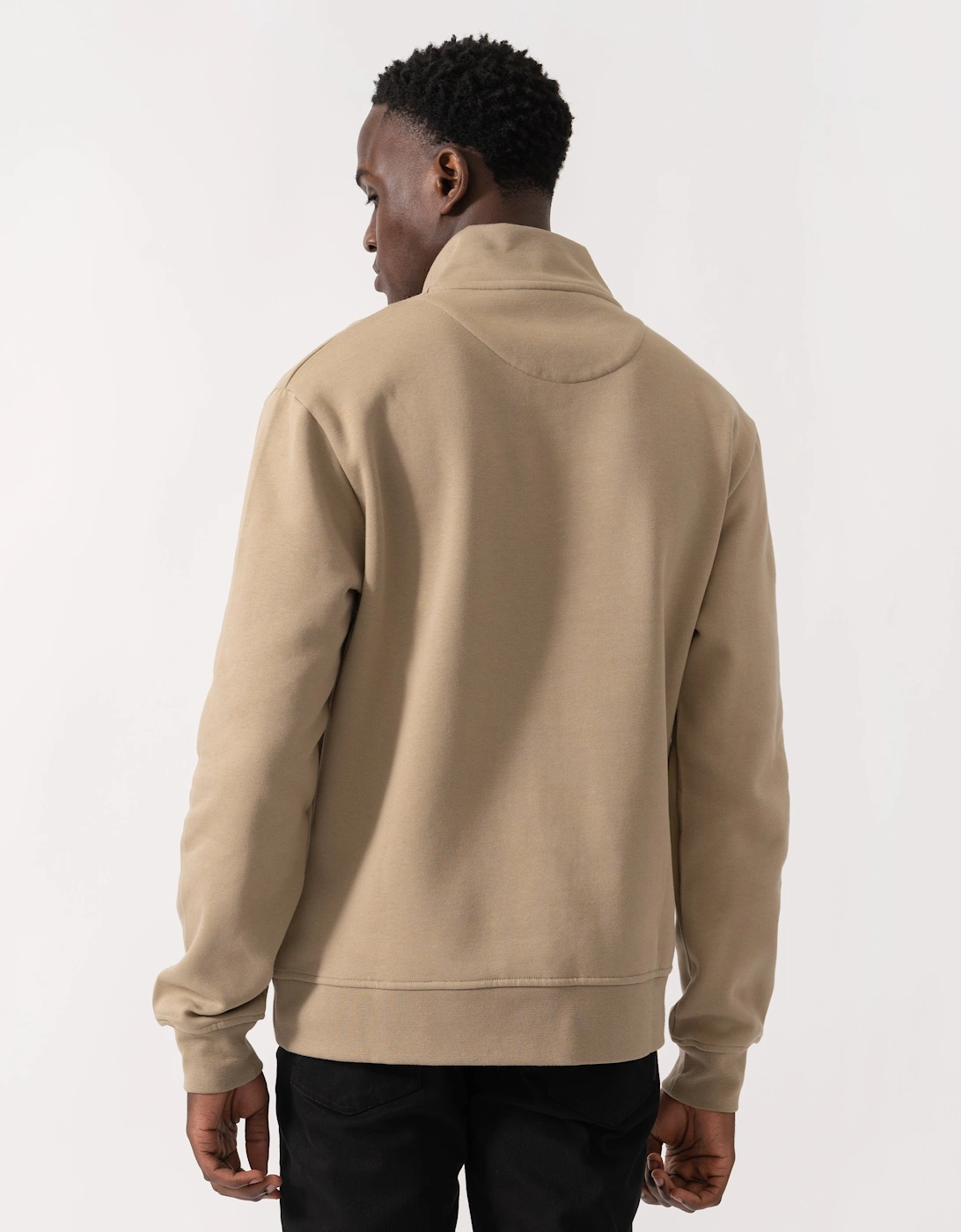 Mens Centered Logo 1/4 Zip Fleece - Khaki 38