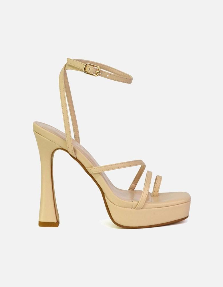 'Tessie' Strappy Square Toe Post Platform High Heel Sandals