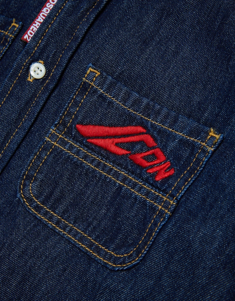 Boys Icon Denim Shirt in Navy