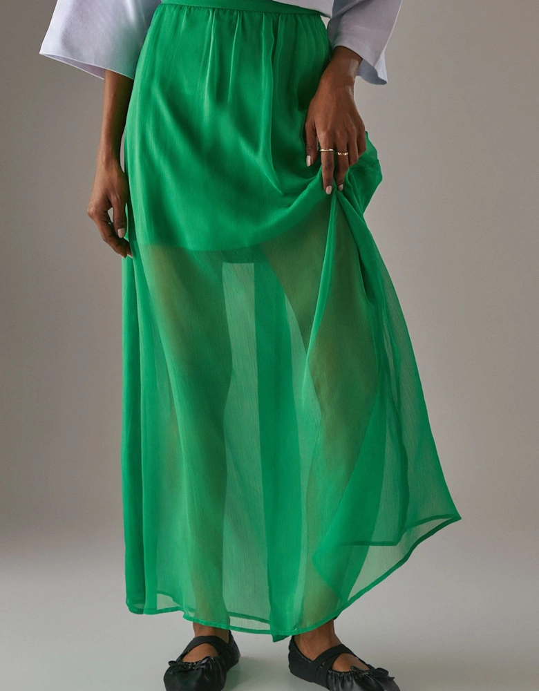 Chiffon High Waisted Short Lining Maxi Skirt