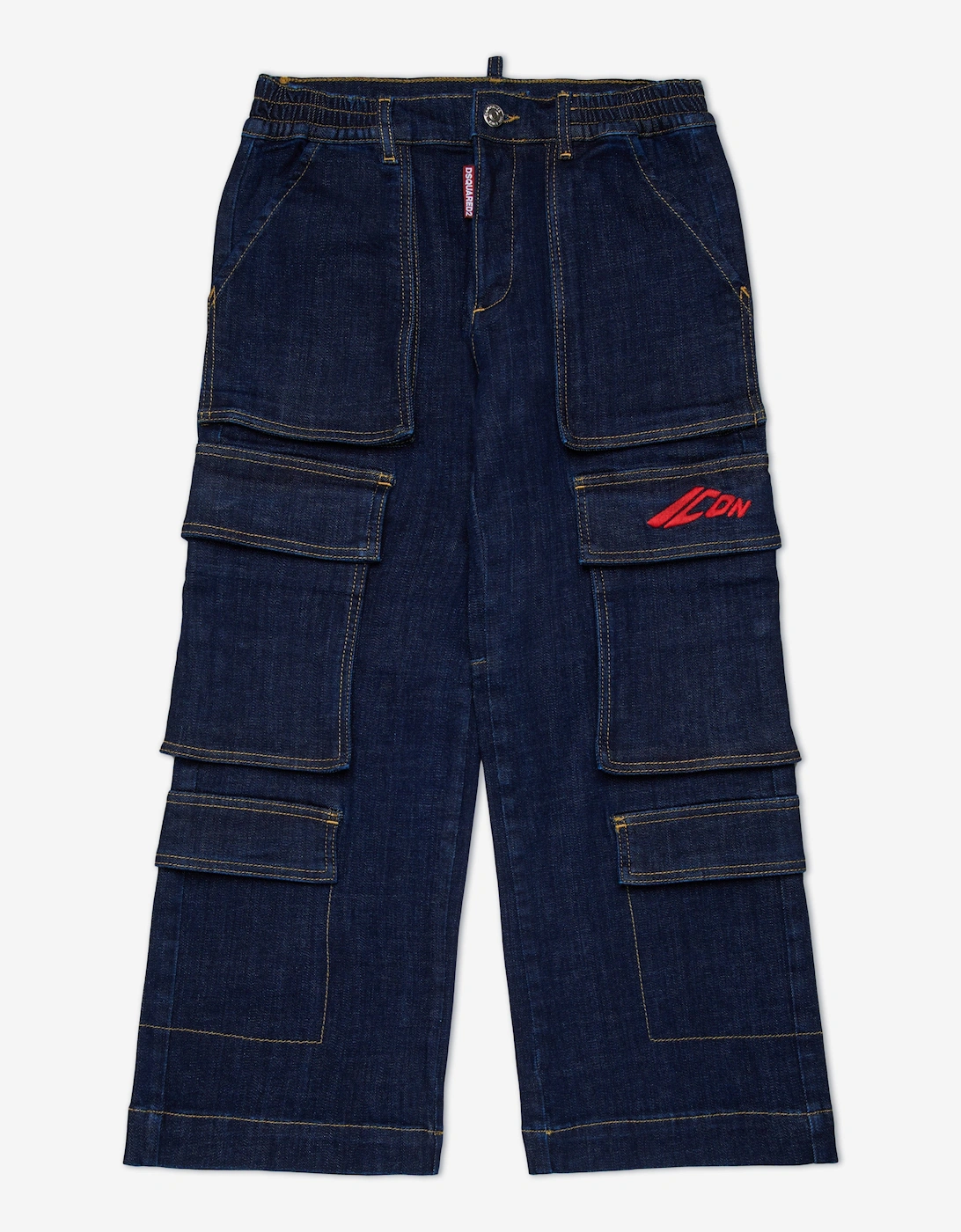 Boys Wide Leg Icon Cargo Jeans in Navy, 5 of 4