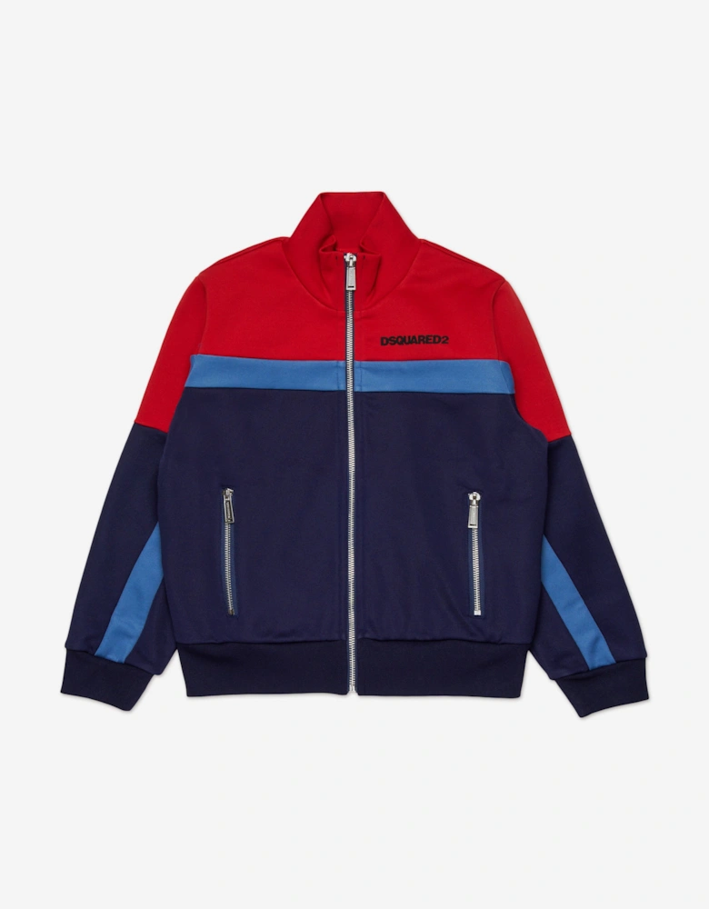 Kids Colourblock Zip Up Top in Navy