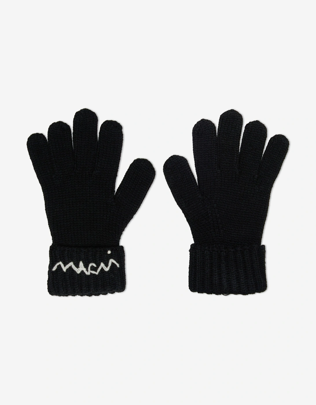 Girl's MARNI Kids Wool Logo Gloves in Black - Size: 4 - 6 yrs