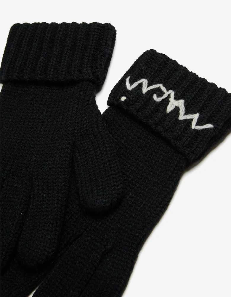 Kids Wool Logo Gloves in Black