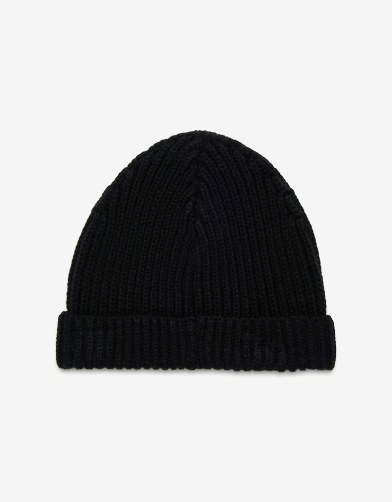 Kids Wool Logo Beanie Hat in Black