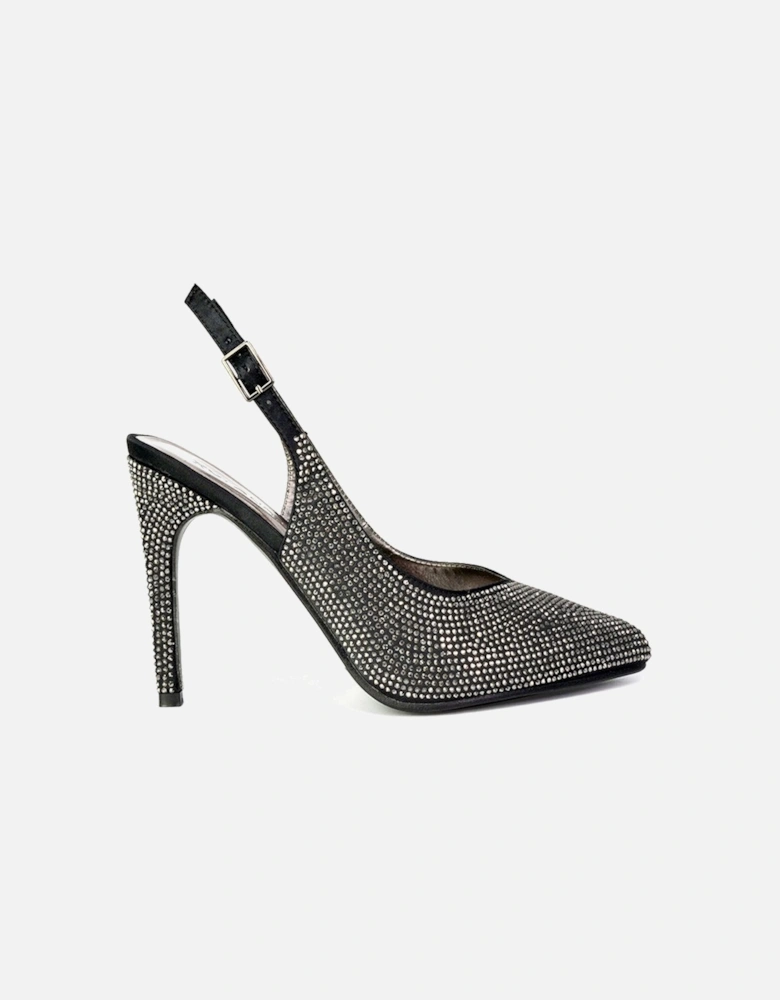 'Divine' Diamante Pointed Toe Slingback Bridal High Heel Stilettos
