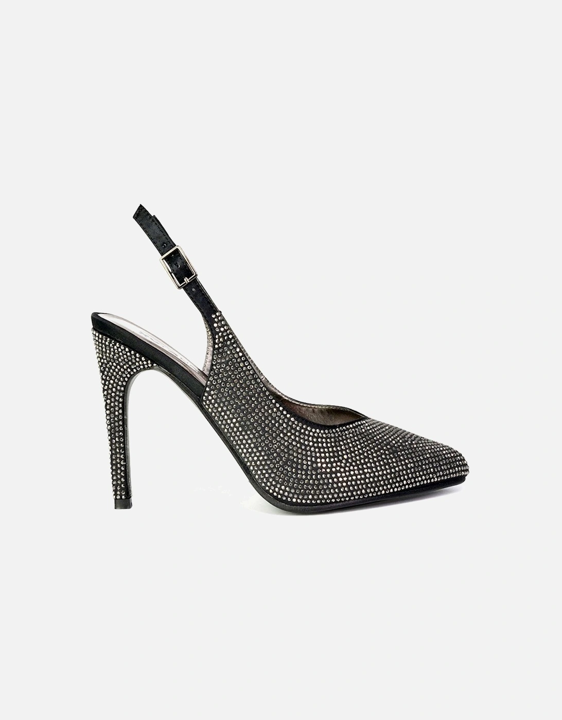 'Divine' Diamante Pointed Toe Slingback Bridal High Heel Stilettos, 2 of 1