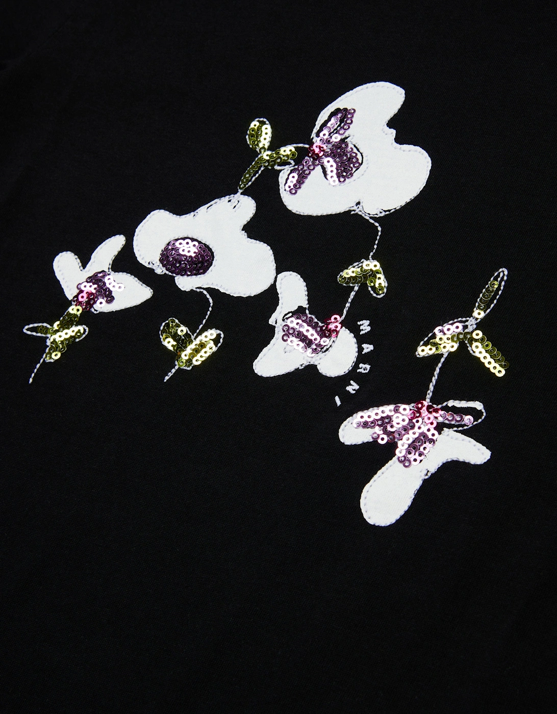 Girls Sequin Flower T-Shirt in Black