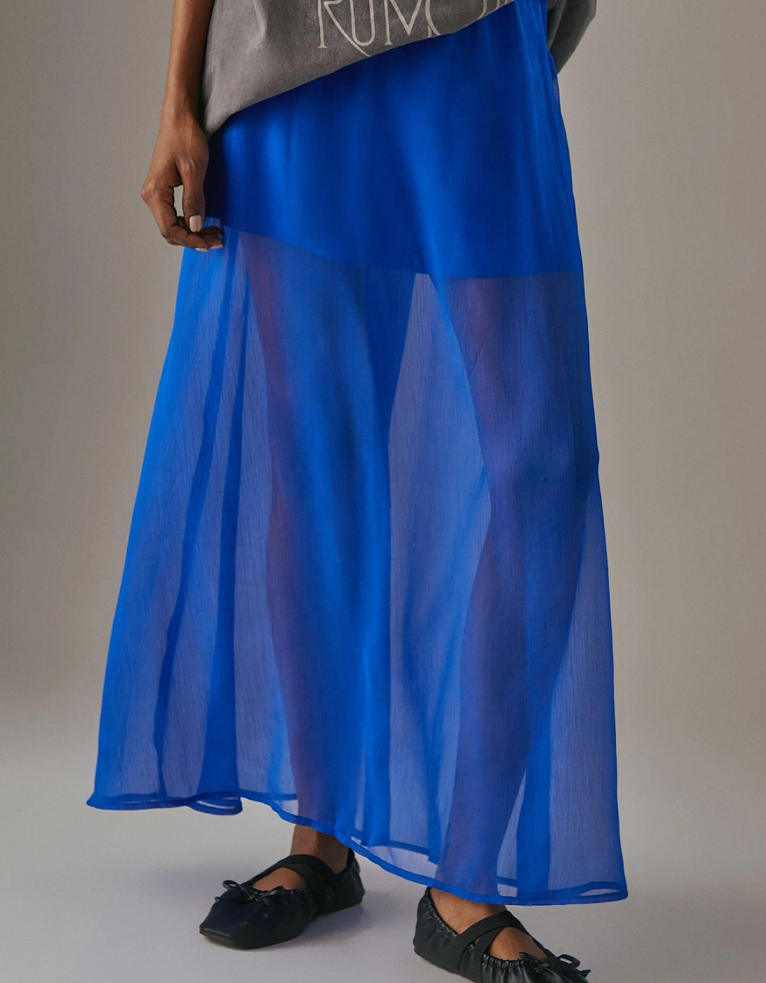 Chiffon High Waisted Short Lining Maxi Skirt, 2 of 1