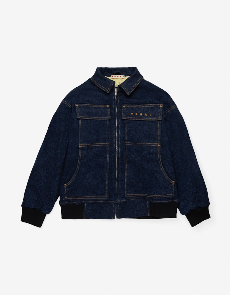 Kids Denim Zip Up Jacket in Blue